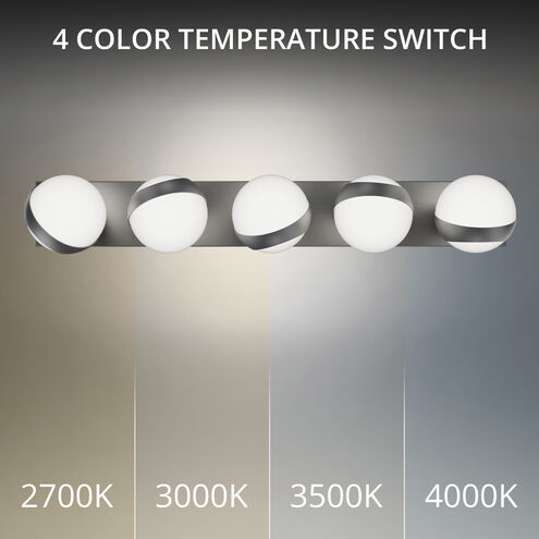 Tripoli LED 7 inch Brushed Nickel Bath Vanity & Wall Light in 3500K, dweLED