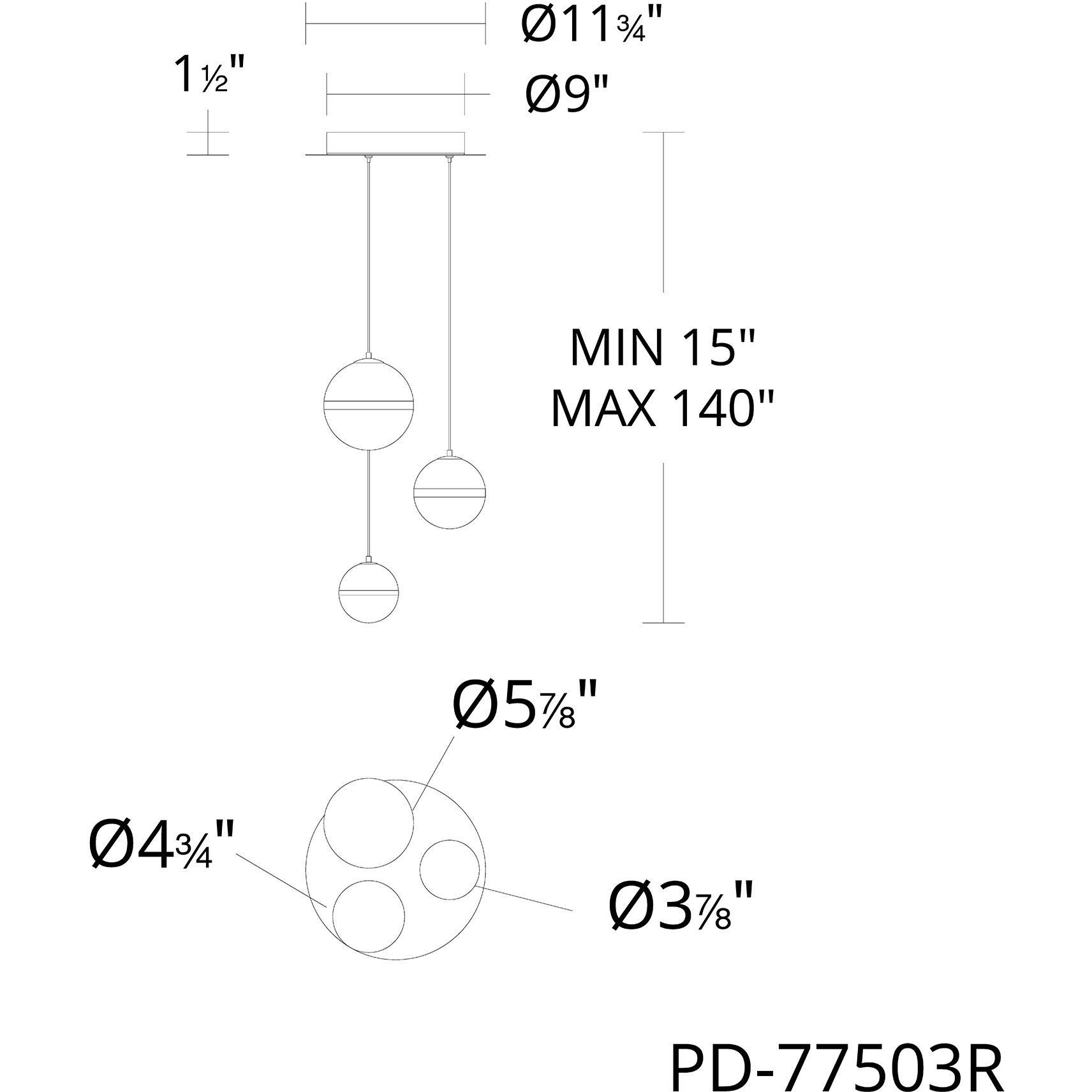 Cyllindra LED 11.8 inch Black Chrome Chandelier Ceiling Light in Black/Chrome, dweLED