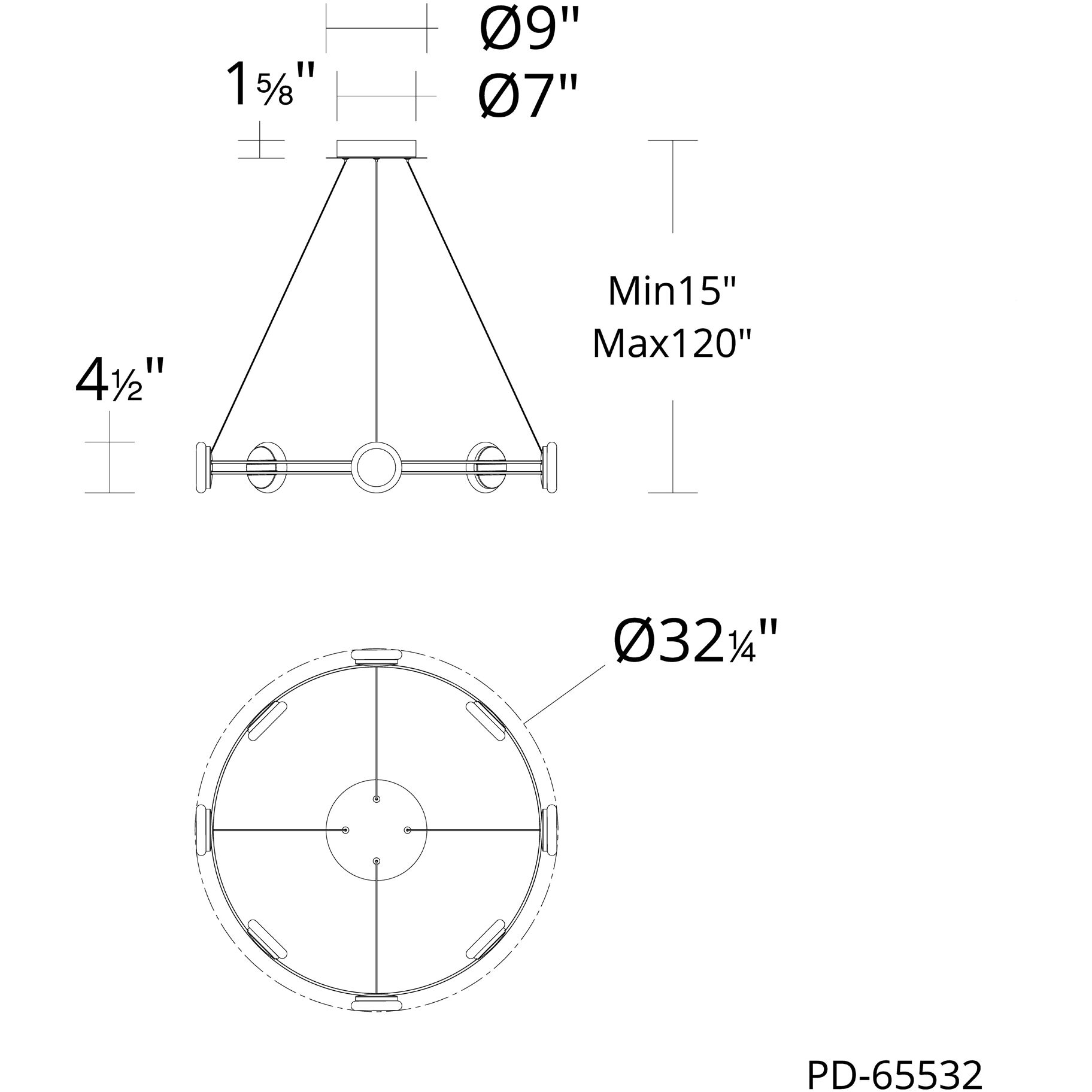 Bracelet LED 32.25 inch Aged Brass Pendant Ceiling Light in 3500K, dweLED