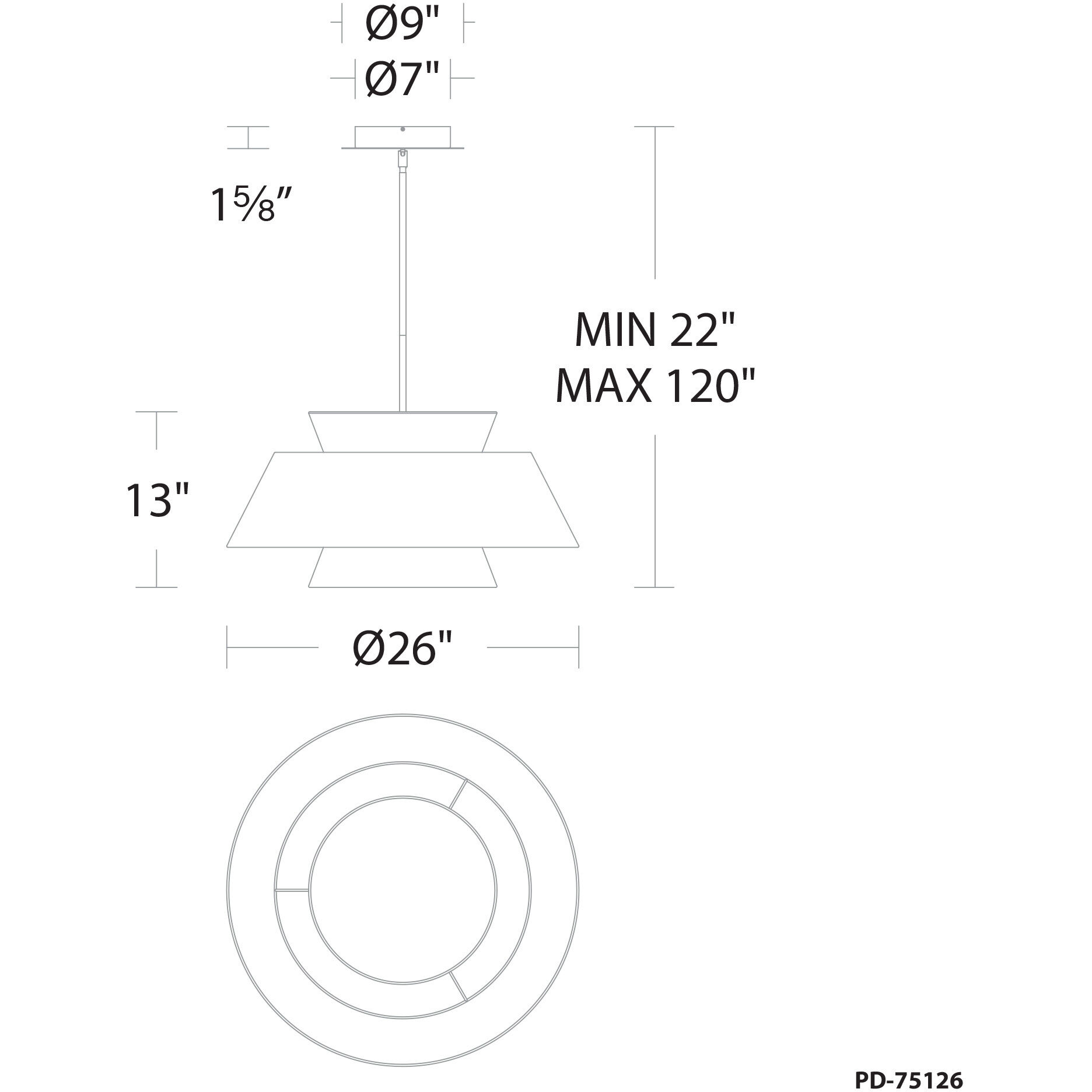 Rockabilly LED 26 inch Black Pendant Ceiling Light, dweLED