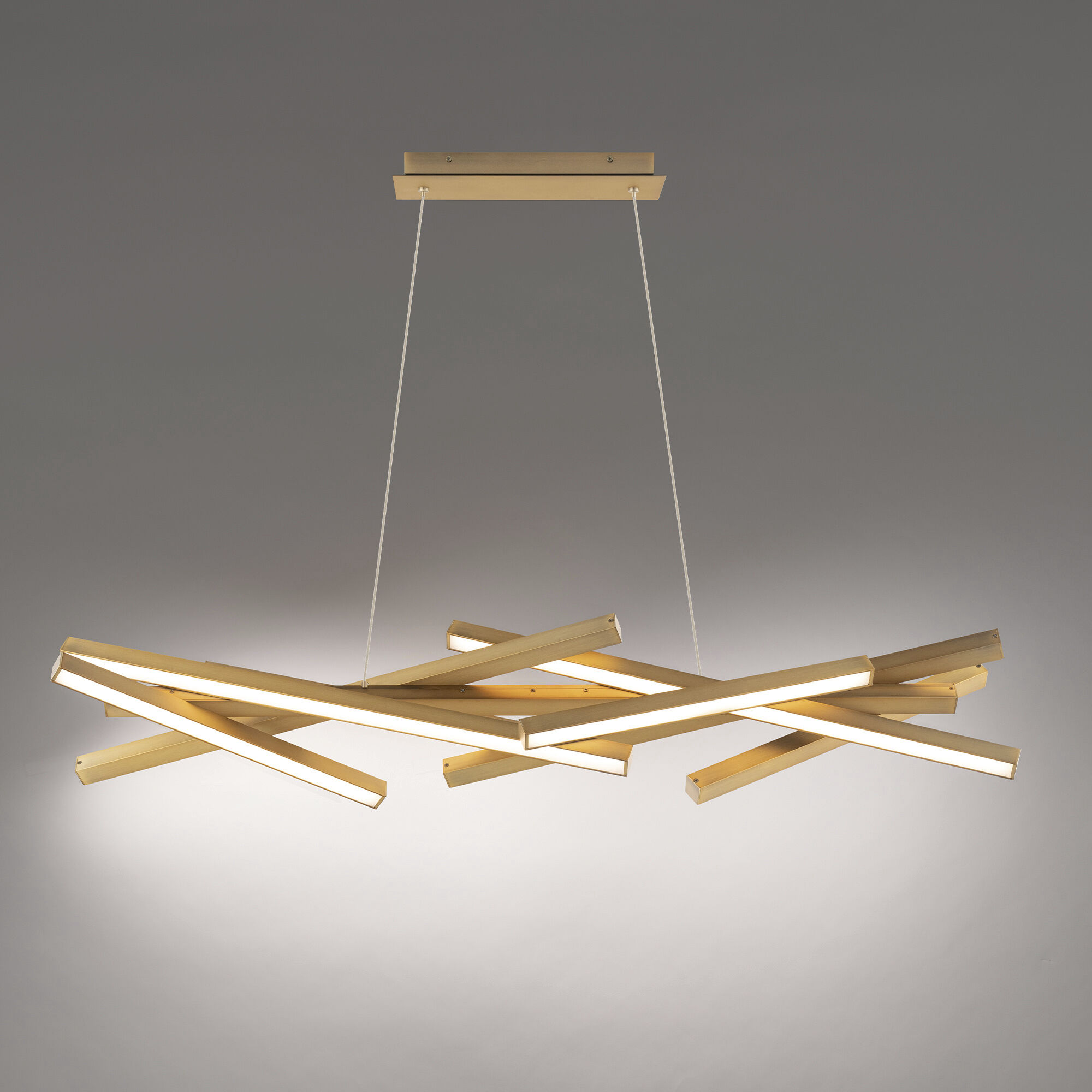 Parallax Linear Pendant Ceiling Light in Aged Brass, dweLED