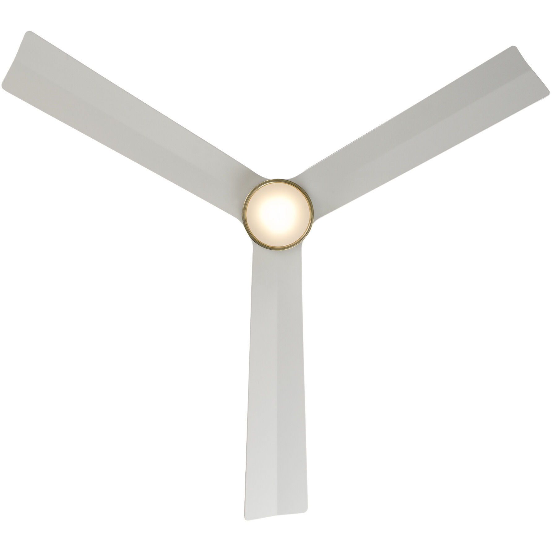 Clean 52 inch Soft Brass Matte White with Matte White Blades Downrod Ceiling Fans, Smart Fan