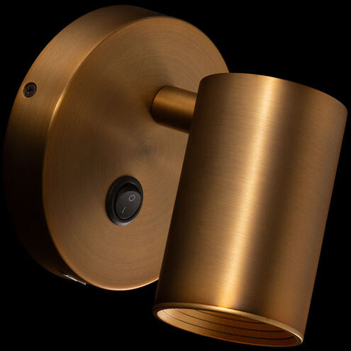 Kepler 1 Light 5 inch Aged Brass Reading Light Wall Light, dweLED
