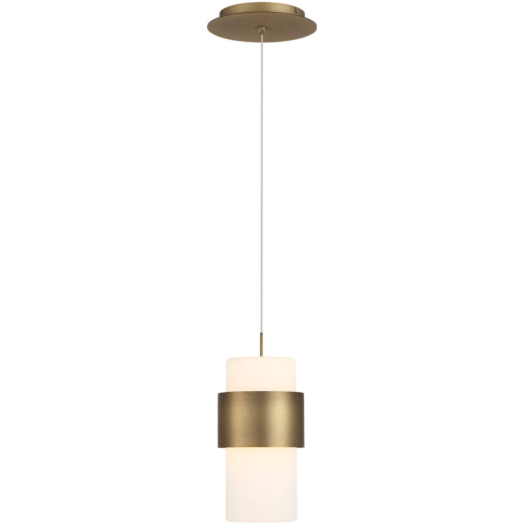 Banded LED 5 inch Aged Brass Mini-Pendant Ceiling Light, dweLED