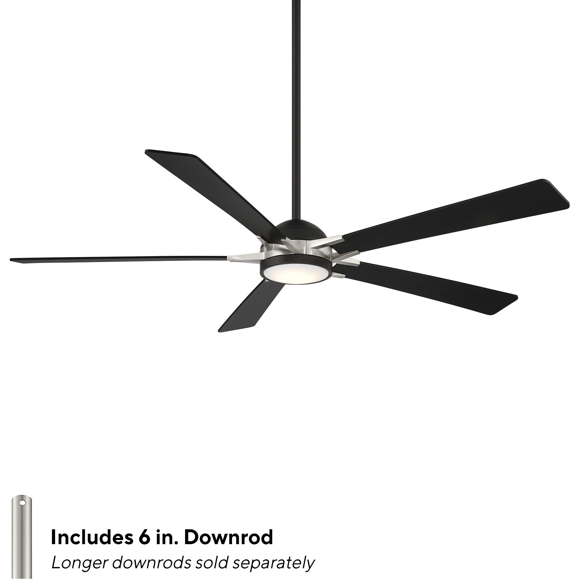 Rotary 65 inch Matte Black Brushed Nickel with Matte Black Blades Downrod Ceiling Fans in Brushed Nickel Matte Black