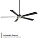 Rotary 65 inch Matte Black Brushed Nickel with Matte Black Blades Downrod Ceiling Fans in Brushed Nickel Matte Black