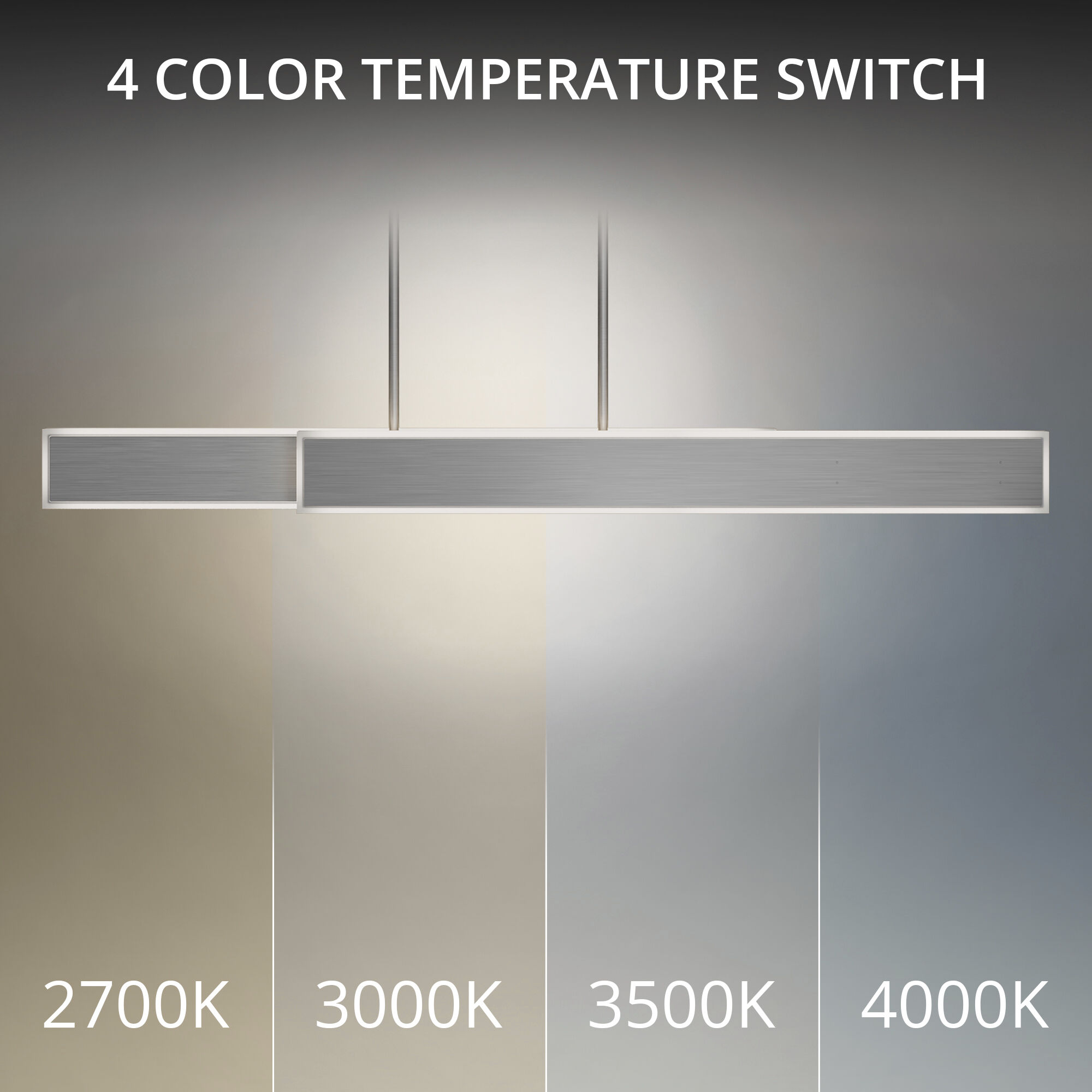 Bastone Linear Pendant Ceiling Light in 4000K, Brushed Nickel, dweLED