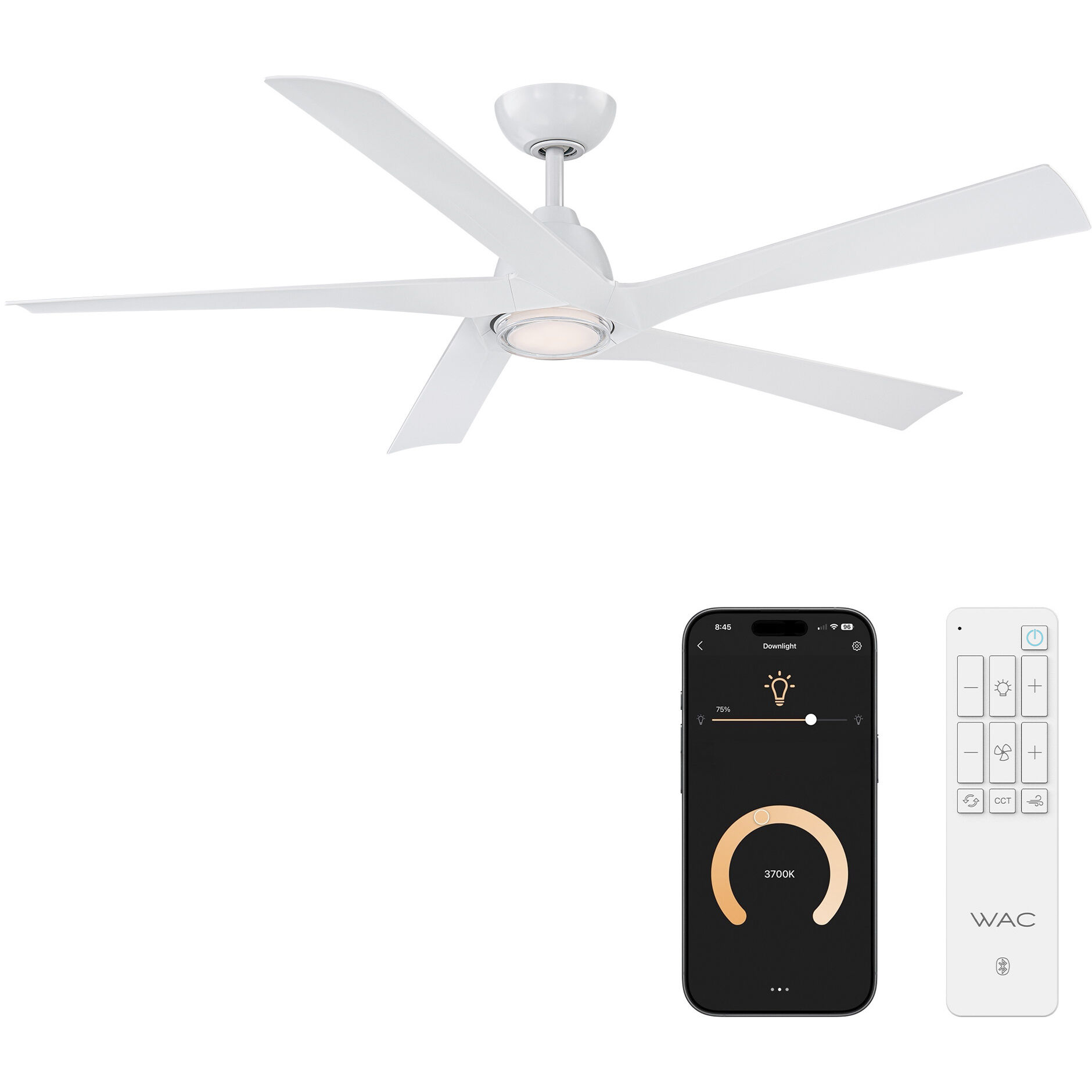 Zeke 60 inch Matte White Ceiling Fan