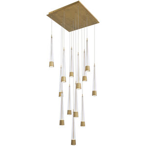 Quill LED 5 inch Aged Brass Multi-Light Pendant Ceiling Light, dweLED