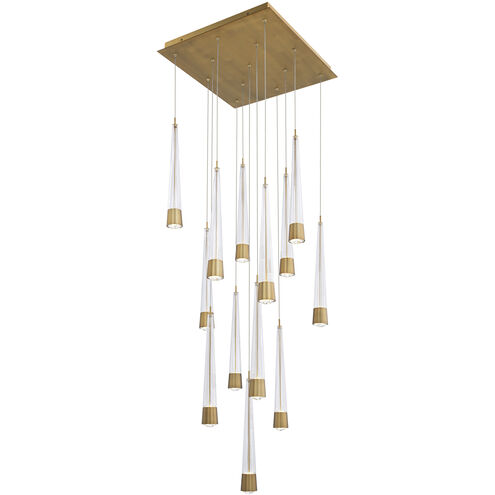 Quill LED 5 inch Aged Brass Multi-Light Pendant Ceiling Light, dweLED