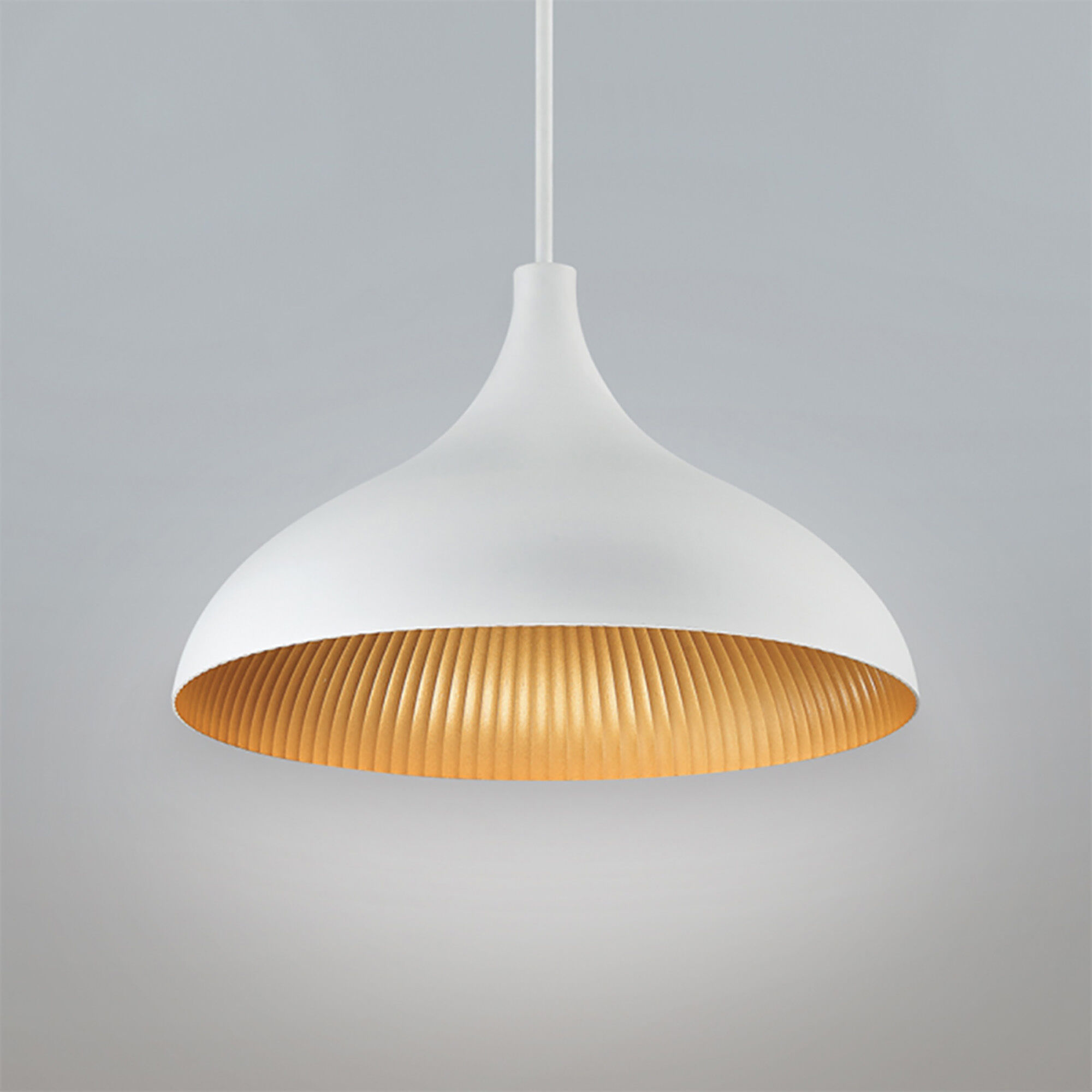 Copa LED 9 inch Black Gold Ribbed Outdoor Pendant, dweLED