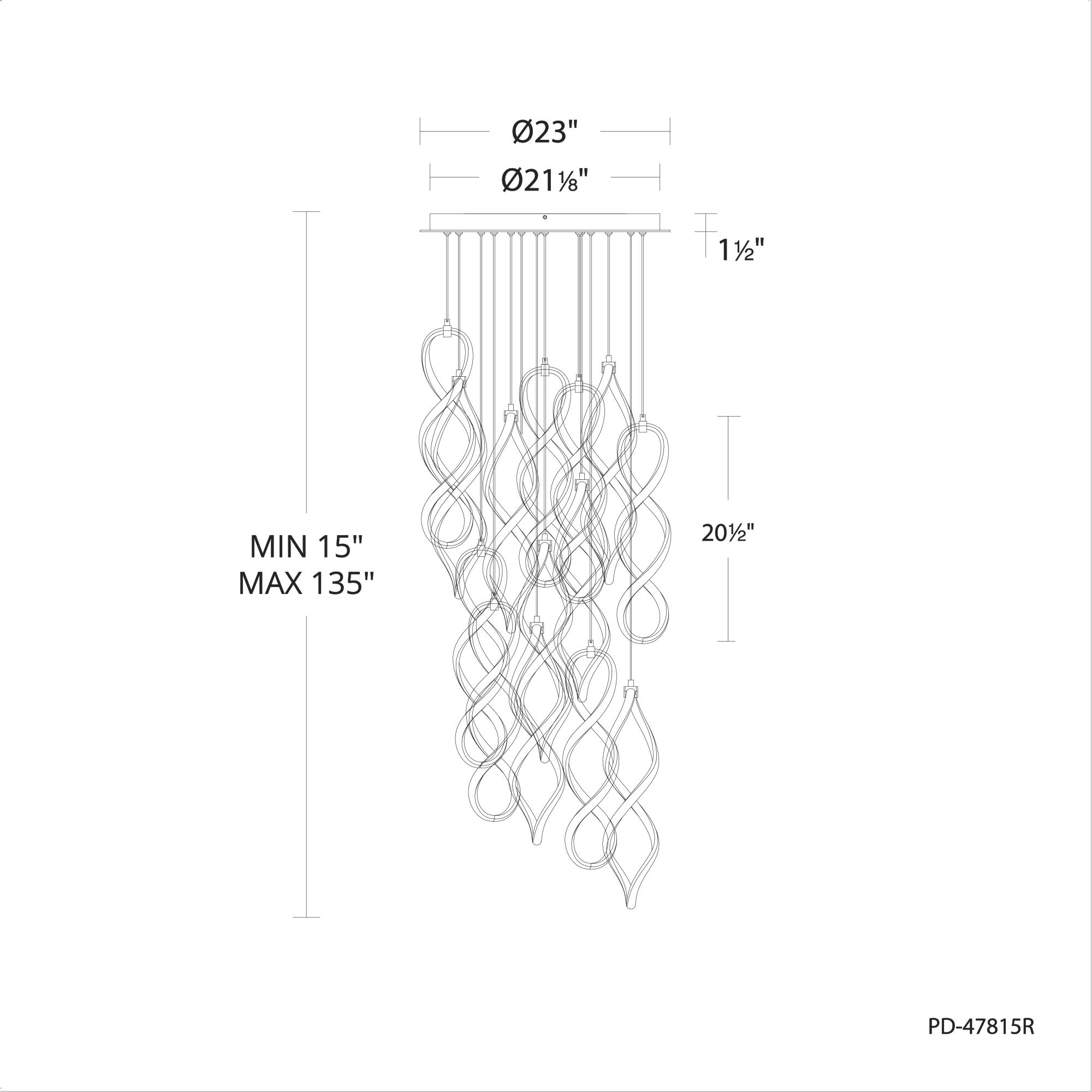 Interlace LED 23 inch Black Multi-Light Pendant Ceiling Light, dweLED