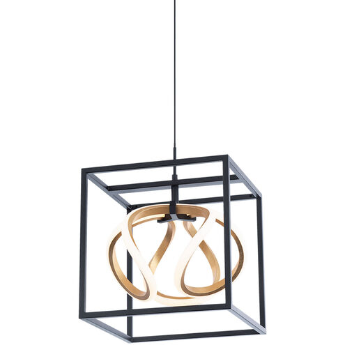 Sinclair 1 Light 10.25 inch Black/Gold Leaf Mini Pendant Ceiling Light, dweLED