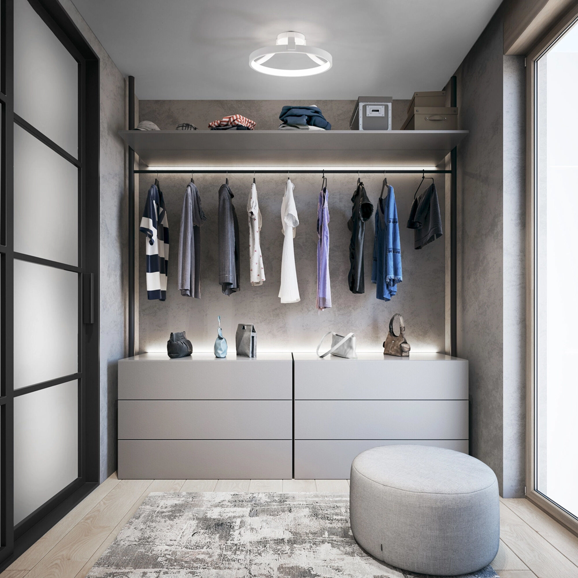 Chaucer LED 16 inch Black Semi-Flush Mount Ceiling Light, dweLED