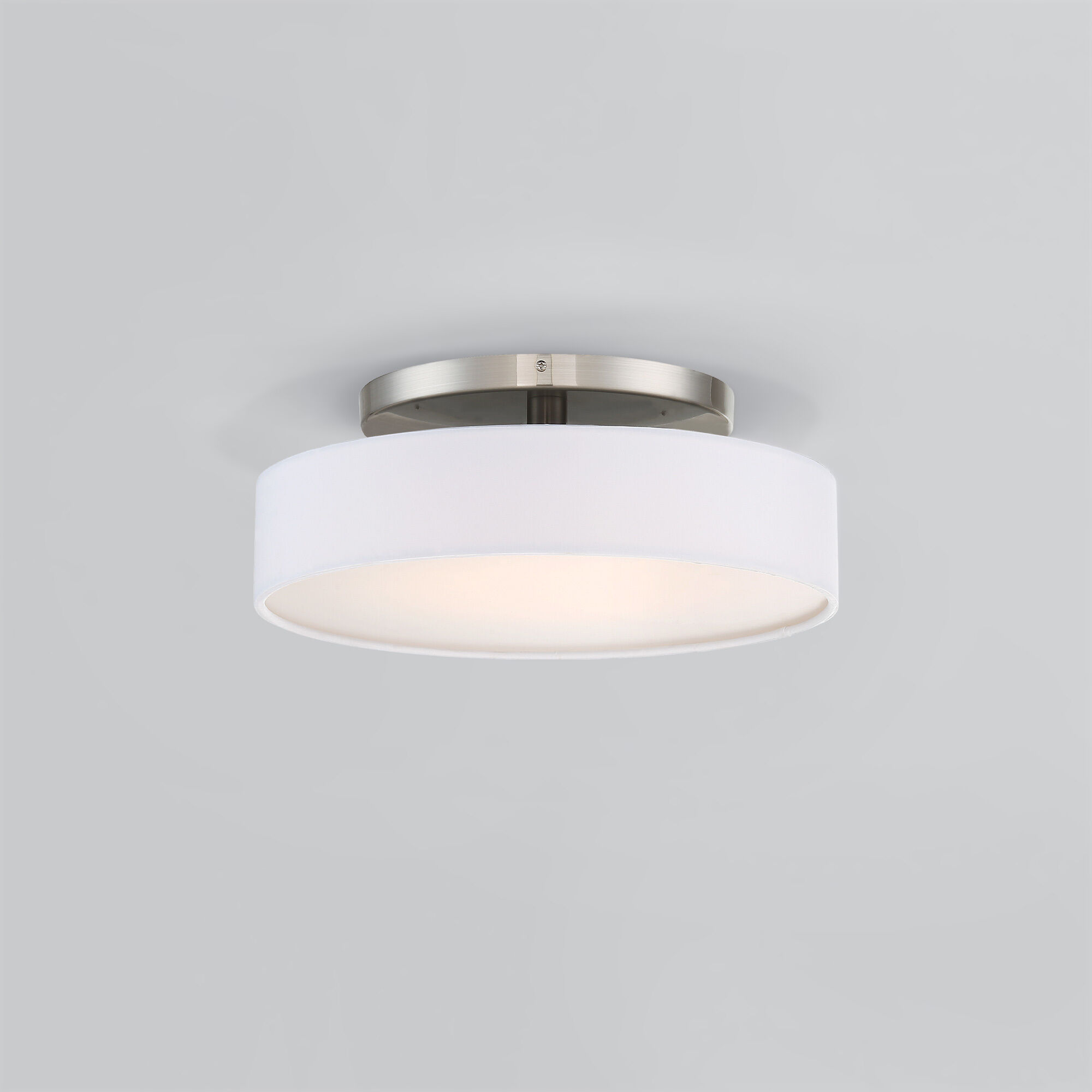 Manhattan LED 14 inch Brushed Nickel Semi-Flush Mount Ceiling Light, dweLED