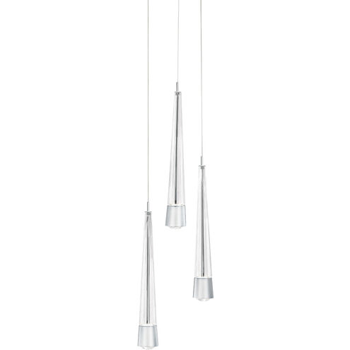 Quill LED 12 inch Chrome Multi-Light Pendant Ceiling Light, dweLED