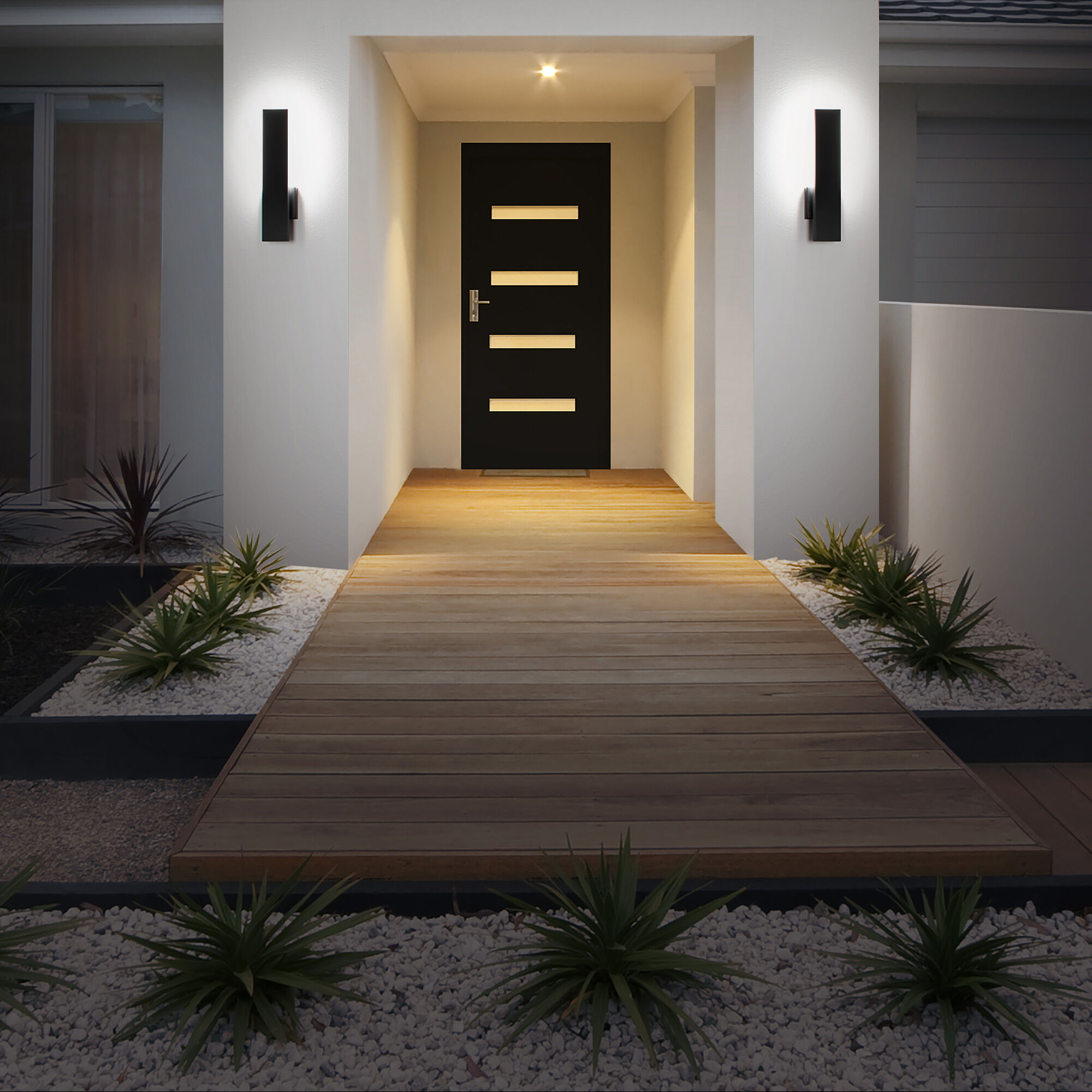 Stag LED 2.5 inch Black Outdoor Wall Light in 3500K, dweLED