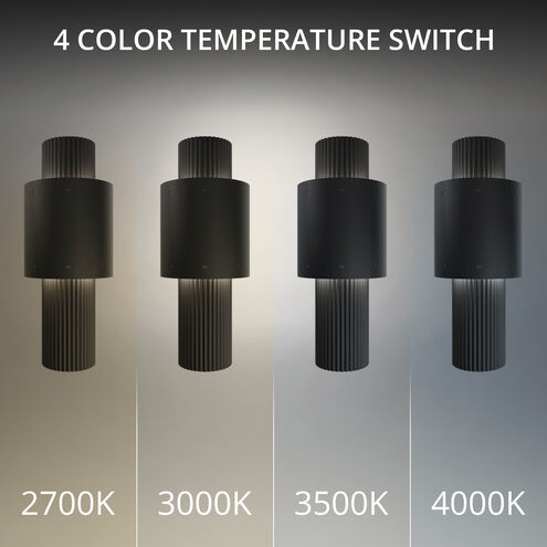 Piston LED 14 inch Black Outdoor Wall Light in 2700K, dweLED