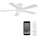 Odyssey 52 inch Matte White Flush Mount Ceiling Fans, Smart Fan
