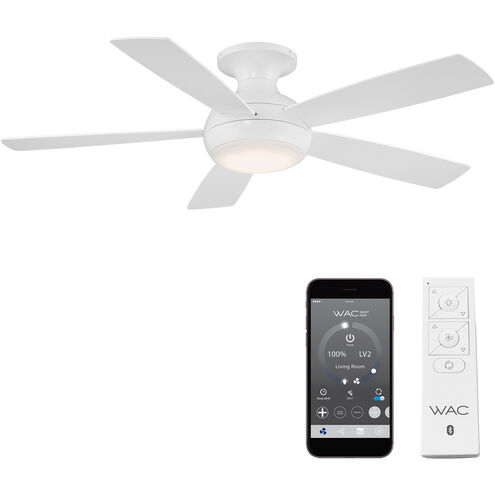 Odyssey 52 inch Matte White Flush Mount Ceiling Fans, Smart Fan