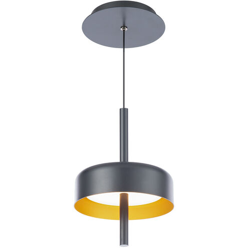 Pierce LED 7 inch Black Gold Mini-Pendant Ceiling Light in Black/Gold, dweLED