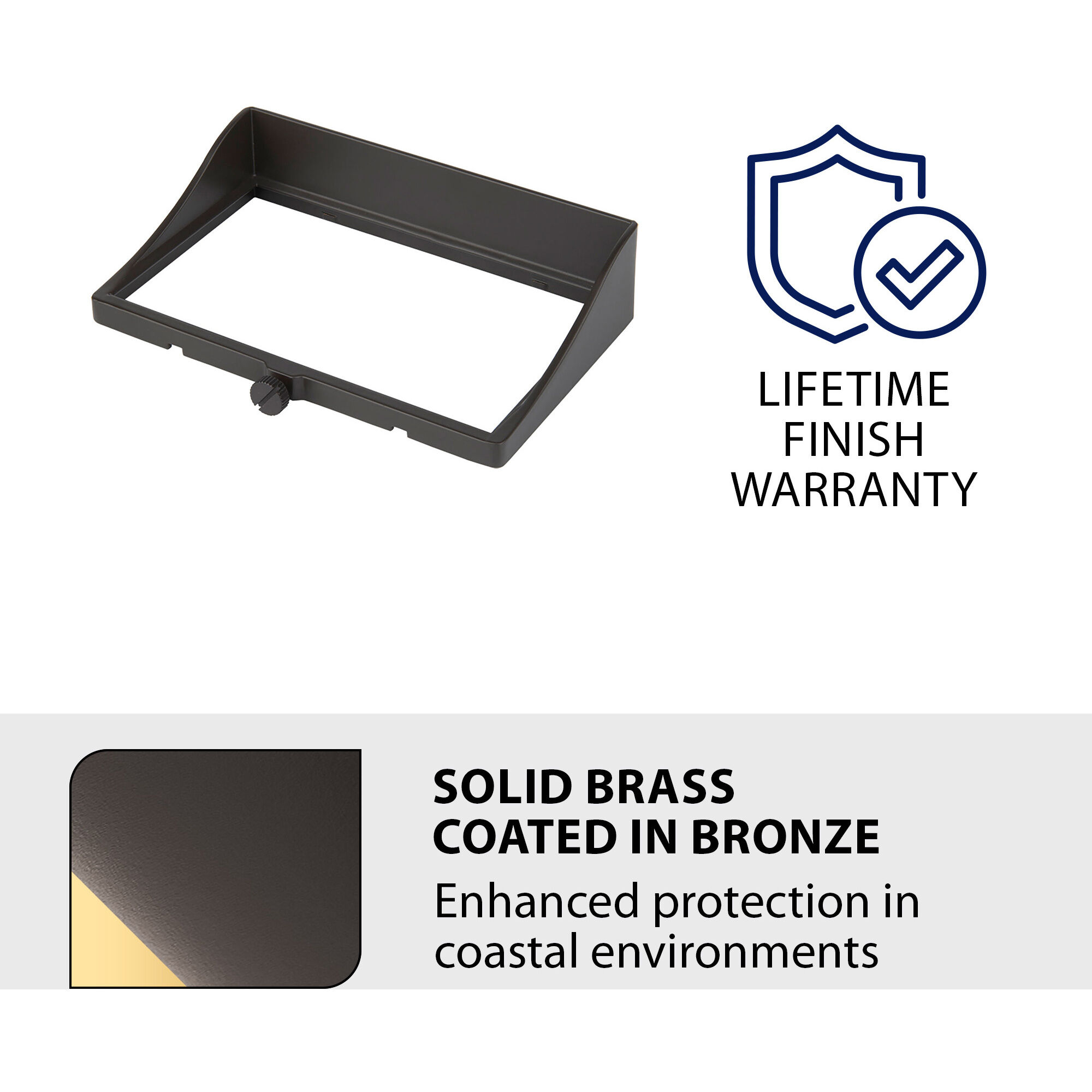 Nema Solid Brass Coated in Bronze Horizontal Hood Glare Control in Bronze on Brass, WAC Landscape