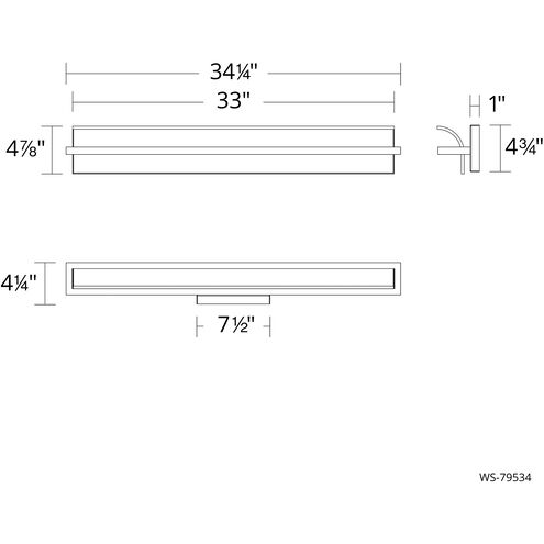 Shard LED 34 inch Brushed Nickel Bath Vanity & Wall Light in 3000K, dweLED