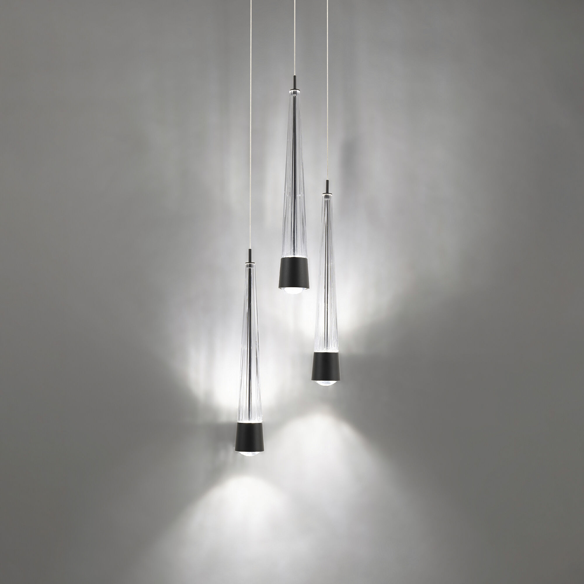 Quill LED 12 inch Black Multi-Light Pendant Ceiling Light, dweLED