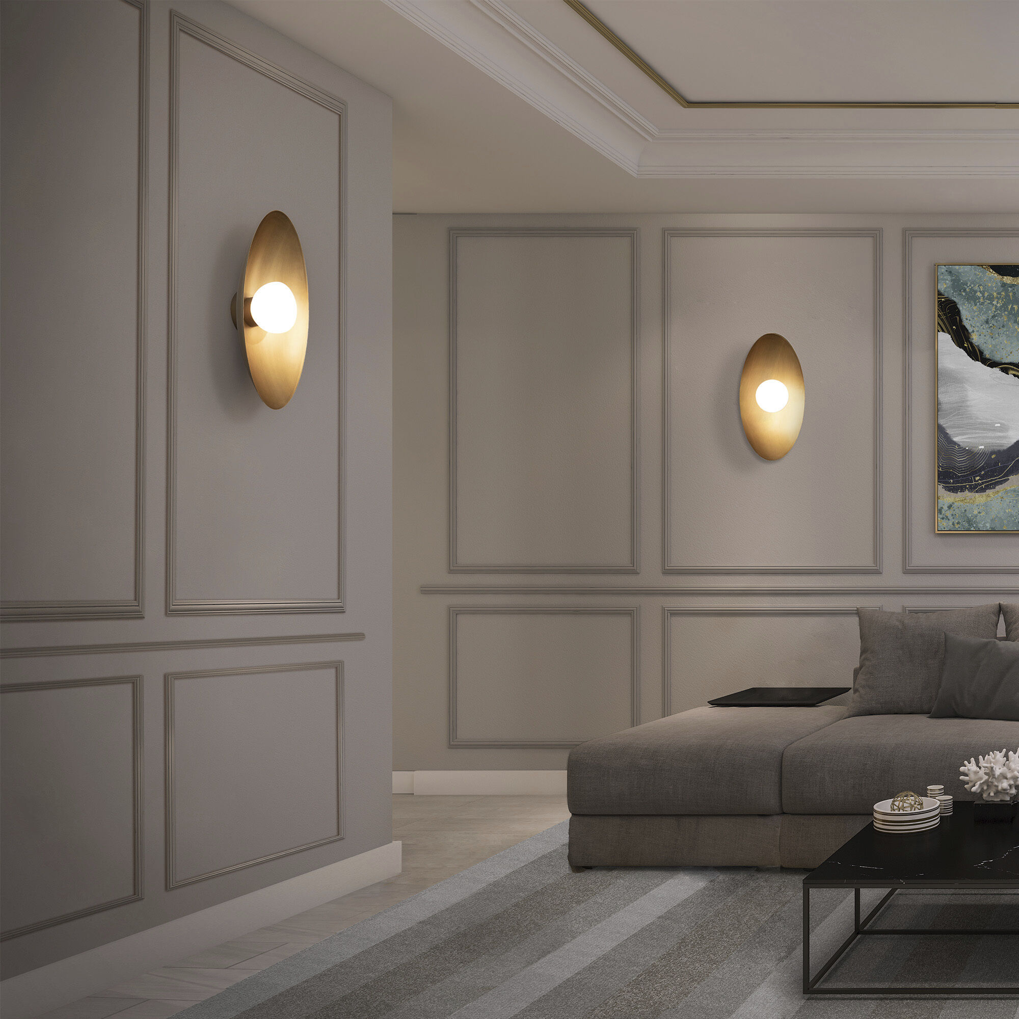 Glamour Wall Sconce Wall Light in 3000K, Aged Brass, dweLED