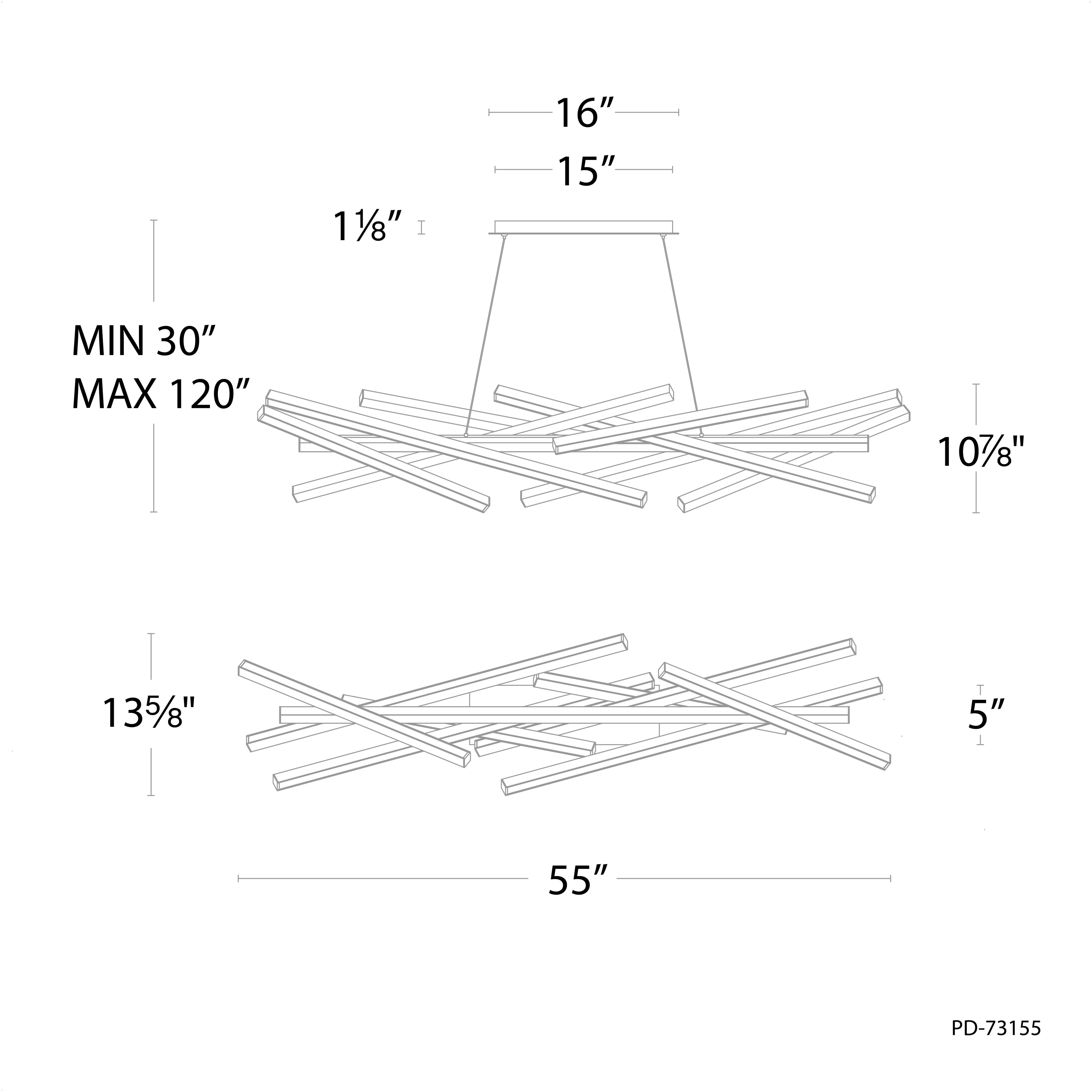 Parallax Linear Pendant Ceiling Light in Brushed Nickel, dweLED
