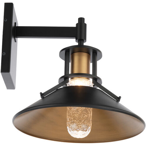 Sleepless LED 15 inch Black with Aged Brass Outdoor Wall Light, dweLED