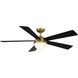 Eclipse 54 inch Soft Brass Matte Black with Matte Black Blades Downrod Ceiling Fans in Satin Brass Matte Black, Smart Fan