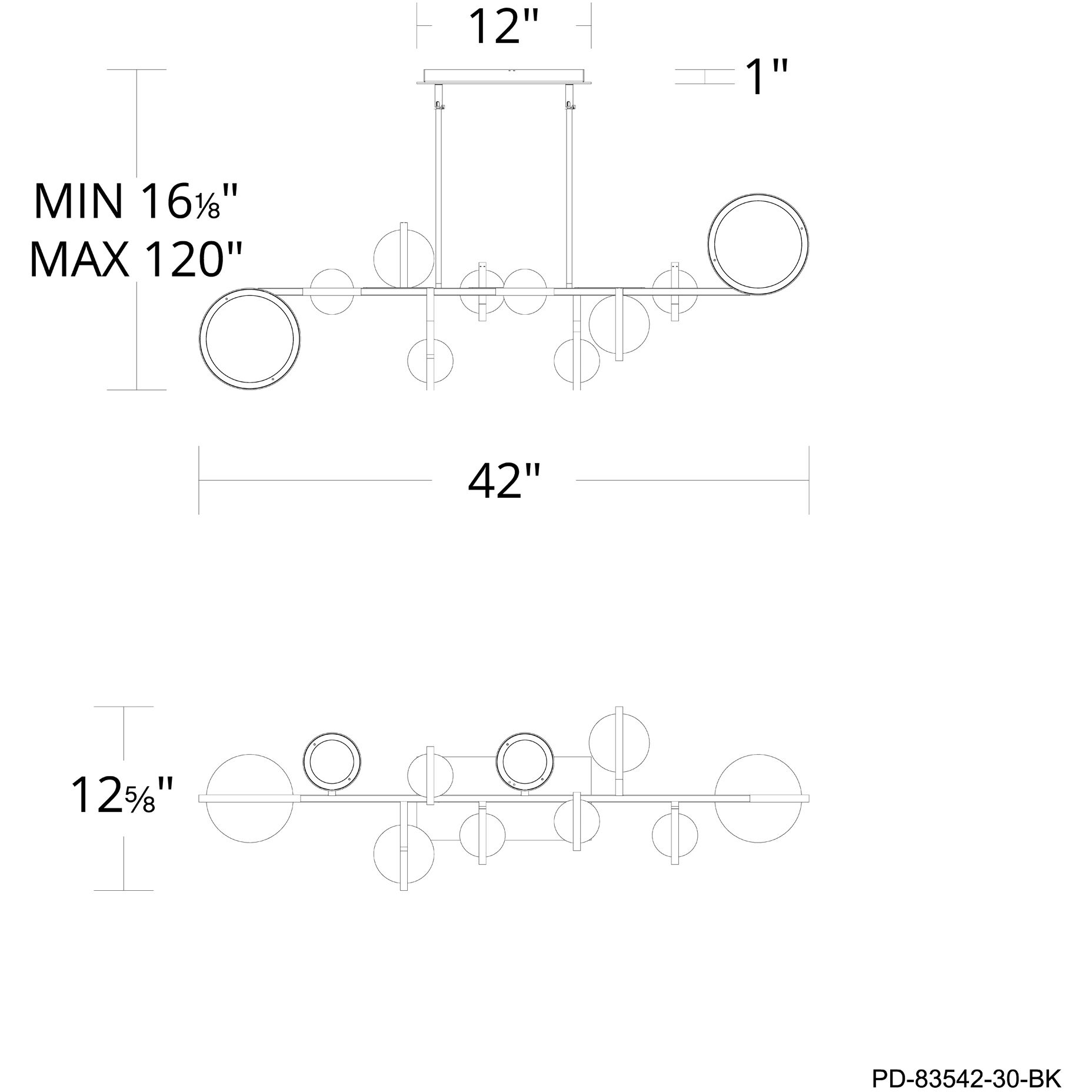 Satalite Linear Pendant Ceiling Light in 3000K, dweLED