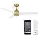 Mocha 54 inch Soft Brass Matte White with Matte White Blades Downrod Ceiling Fans, Smart Fan