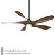Swirl 5 54 inch Matte Black Distressed Koa with Distressed Koa Blades Downrod Ceiling Fan