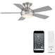 Odyssey 44 inch Brushed Nickel Flush Mount Ceiling Fans, Smart Fan