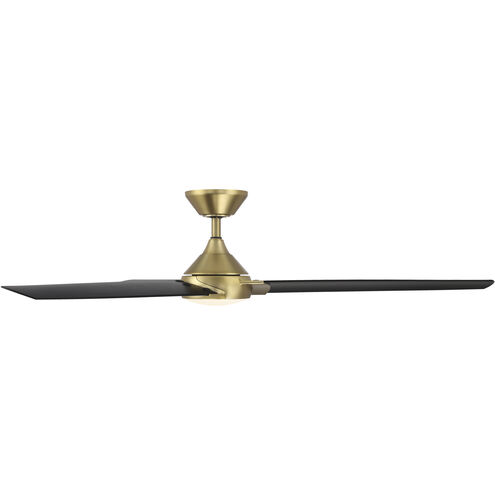 Zelda 60 inch Soft Brass Matte Black with Matte Black Blades Downrod Ceiling Fans, Smart Fan