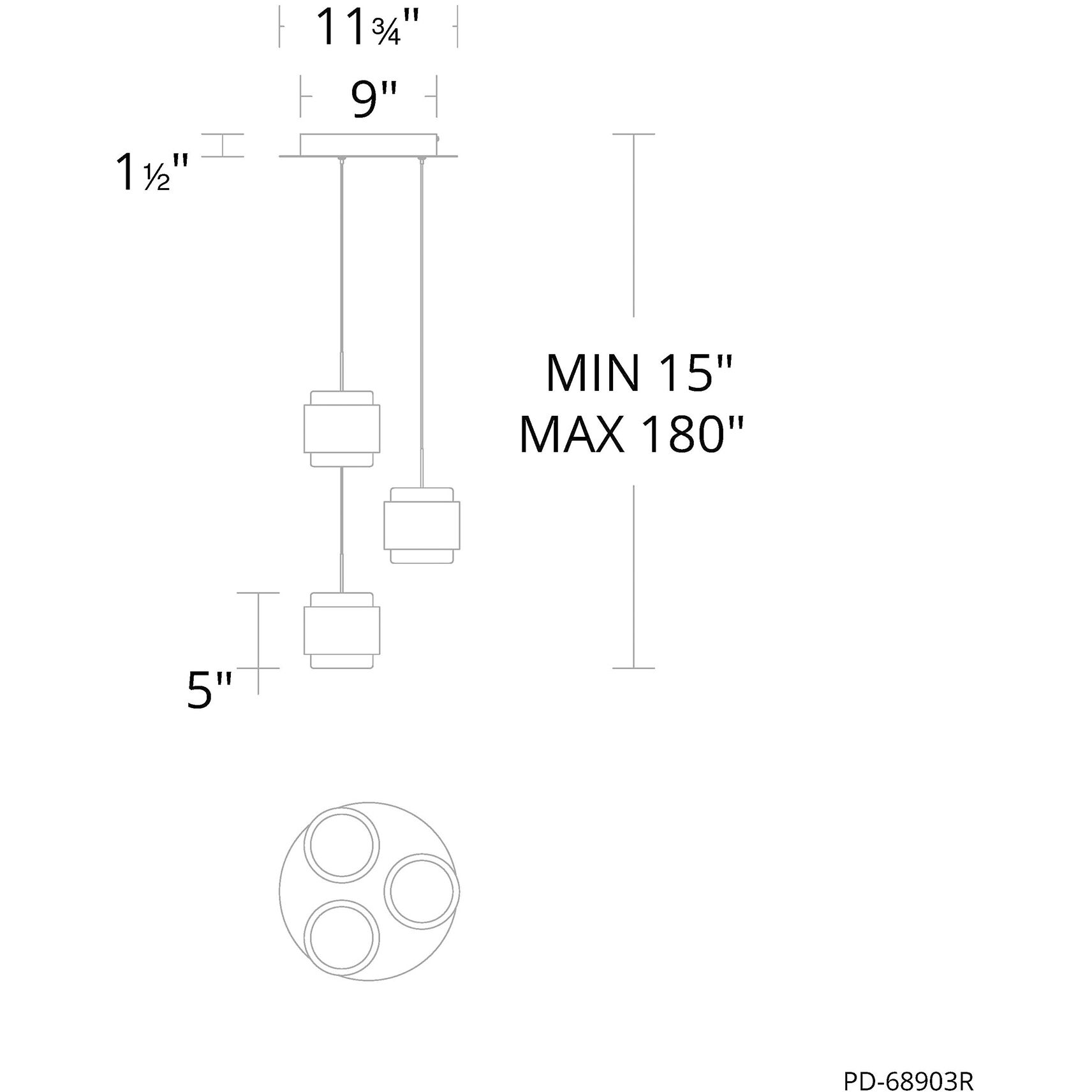 Banded LED 11.8 inch Aged Brass Chandelier Ceiling Light, dweLED