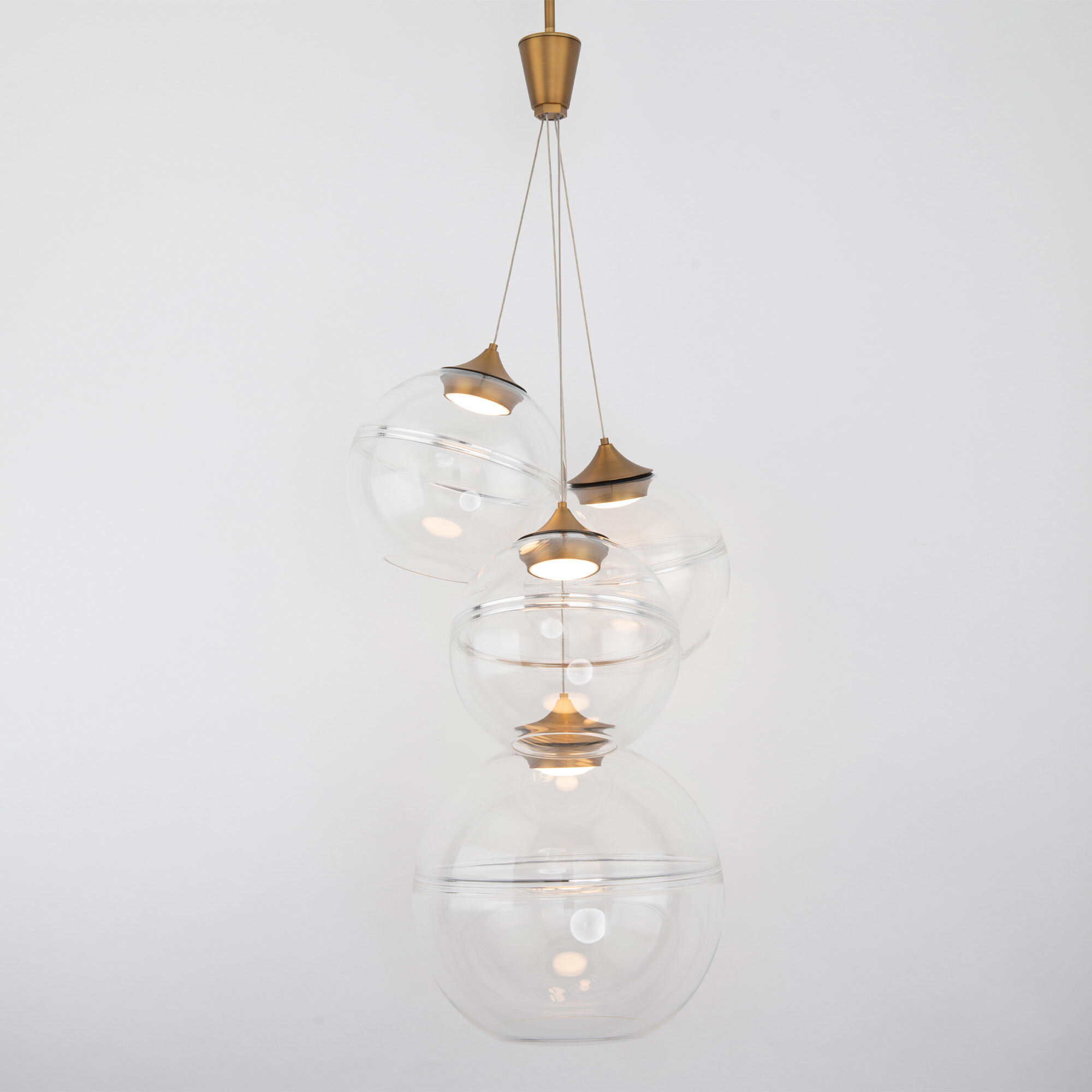 Bistro LED 18.25 inch Aged Brass Multi-Light Pendant Ceiling Light, dweLED