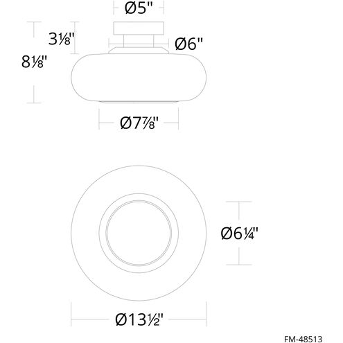 Doma LED 13.5 inch Black Flush Mount Ceiling Light in 2700K, dweLED
