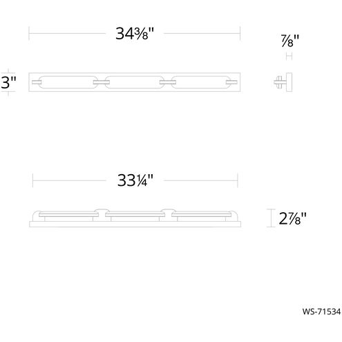 Spectacle LED 34.38 inch Brushed Nickel Bath Vanity & Wall Light in 2700K, dweLED