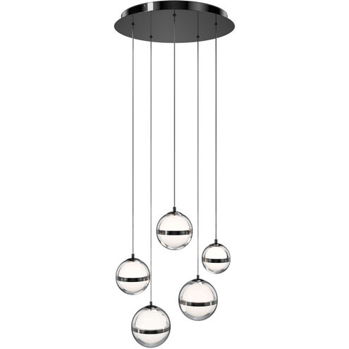 Cyllindra LED 16.8 inch Black Chrome Chandelier Ceiling Light in Black/Chrome, dweLED