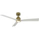 Clean 52 inch Soft Brass Matte White with Matte White Blades Downrod Ceiling Fans, Smart Fan