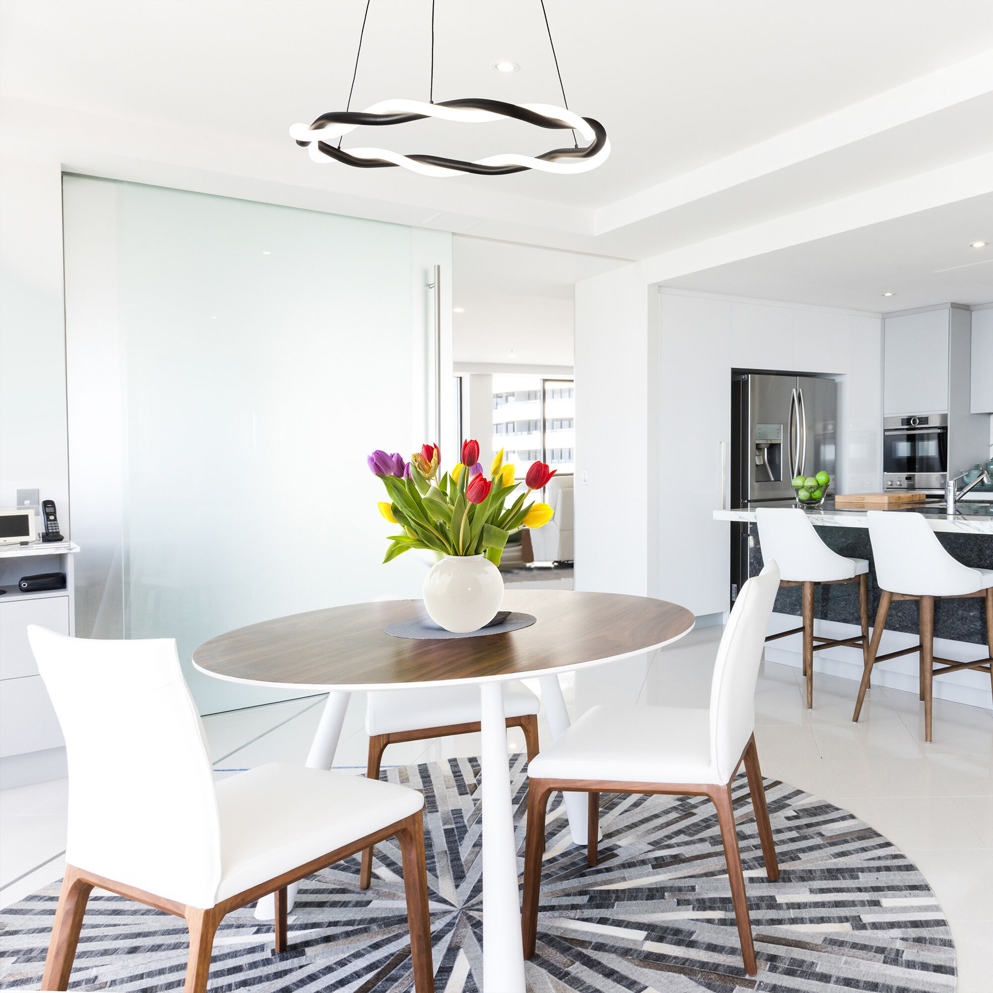 Escapade LED 28 inch Black Pendant Ceiling Light, dweLED