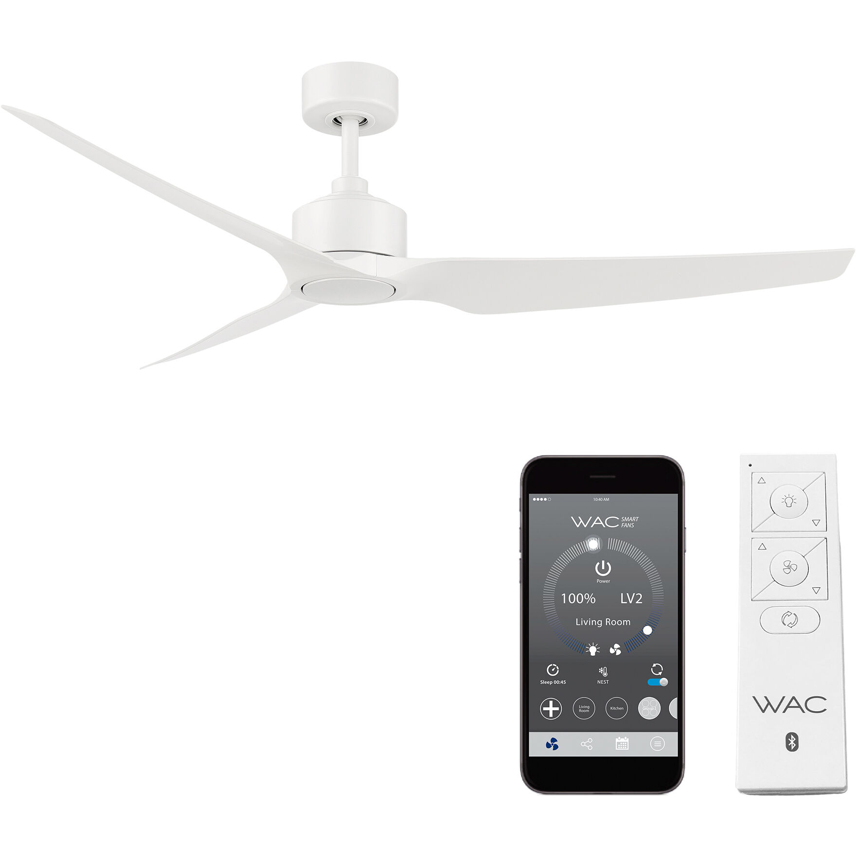 Stella 60 inch Matte White Downrod Ceiling Fans, Smart Fan