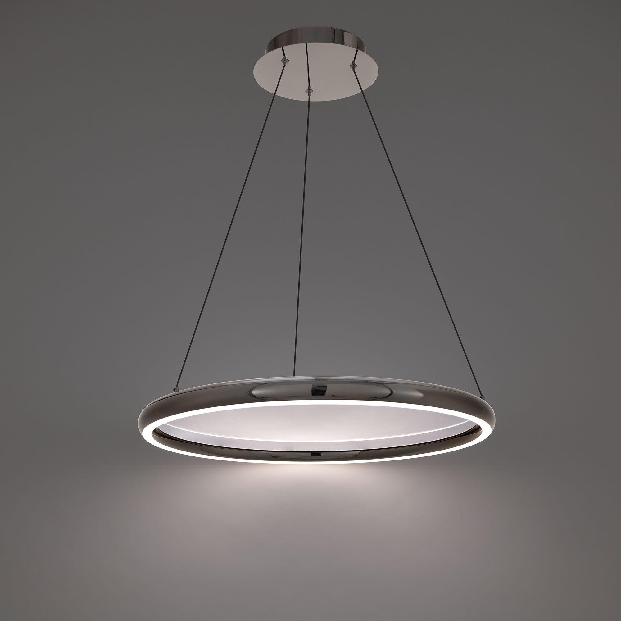 Huxley LED 23.38 inch Black Chrome Pendant Ceiling Light in 3000K, dweLED