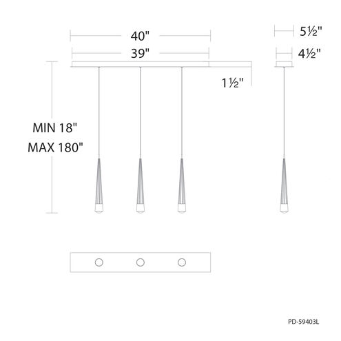 Quill LED 8 inch Aged Brass Multi-Light Pendant Ceiling Light, dweLED