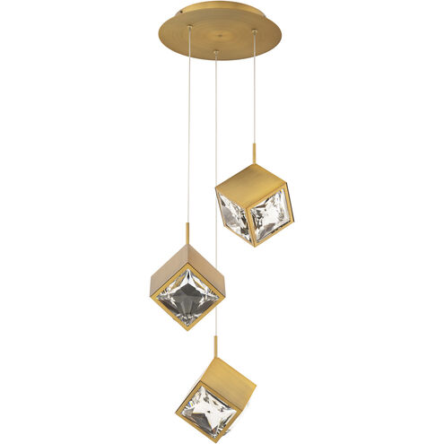 Ice Cube LED 12.88 inch Aged Brass Multi-Light Pendant Ceiling Light, dweLED