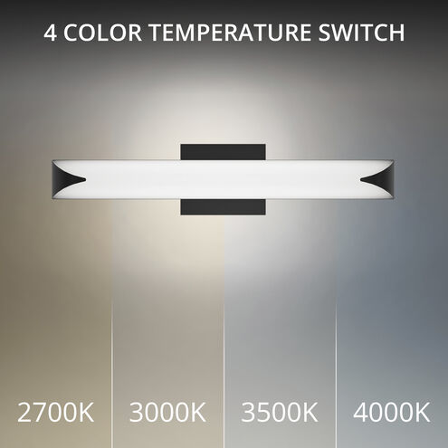 Straitaway LED 24 inch Black Bath Vanity & Wall Light in 4000K, dweLED