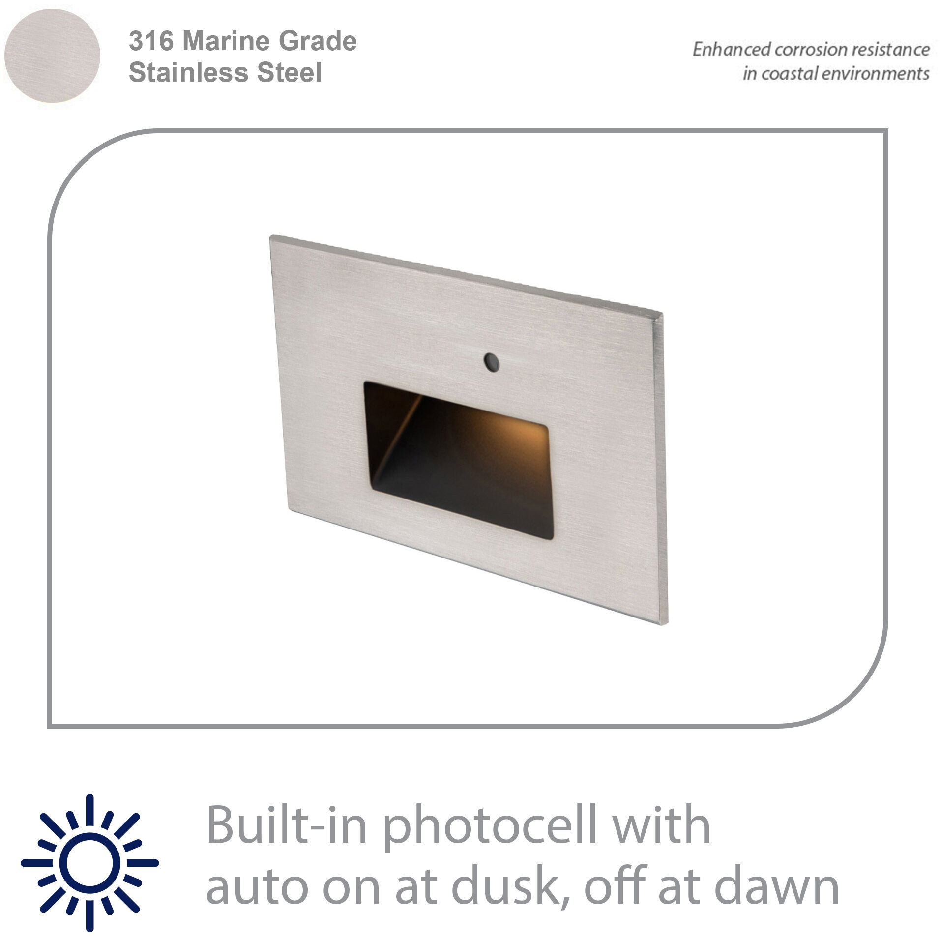 Tyler 120 3.8 watt Stainless Steel Step and Wall Lighting in 3000K, WAC Lighting